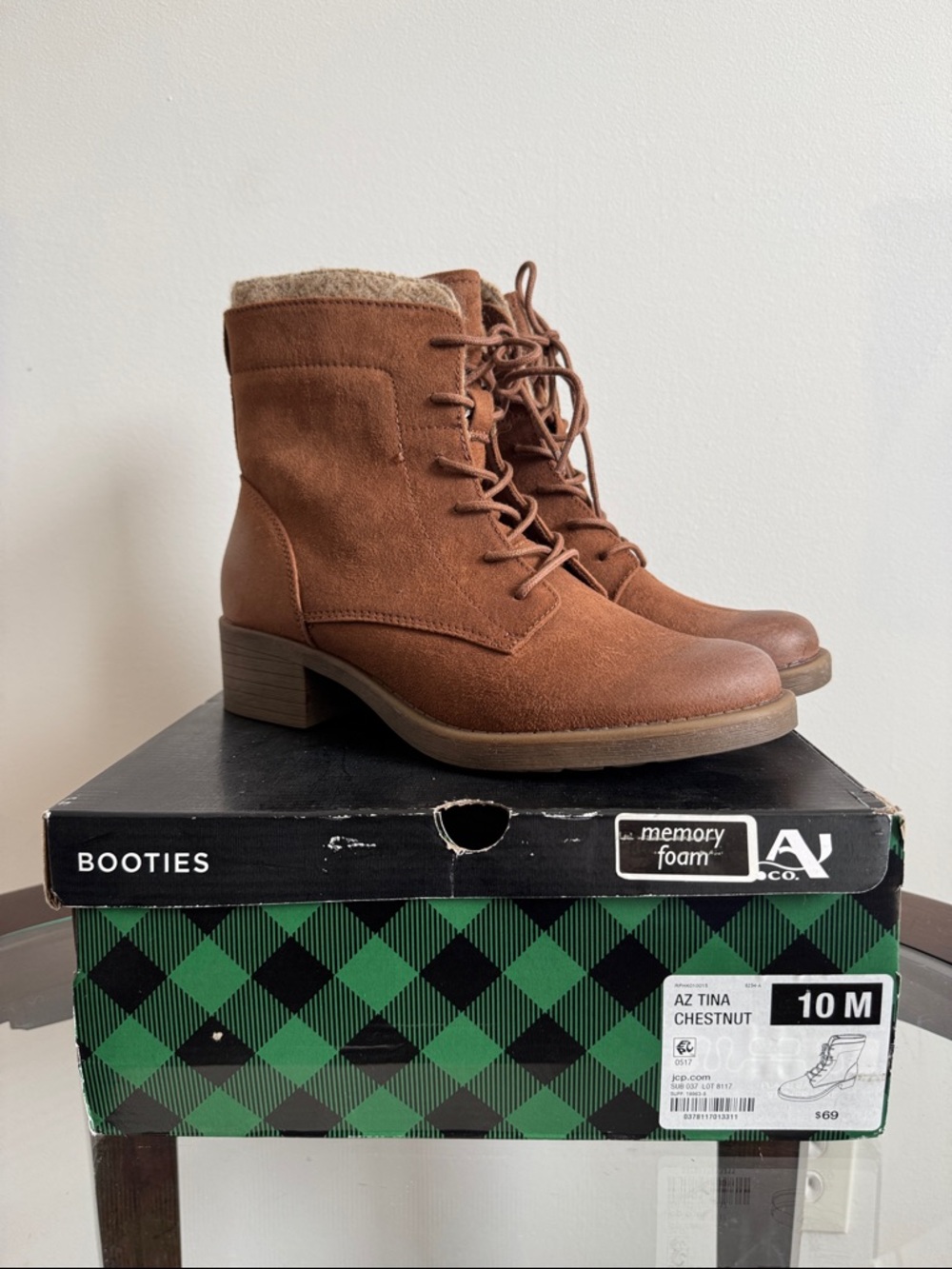 Arizona Jean Company Chestnut Lace-Up Faux Suede Ankle Boots